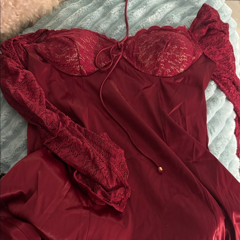 Elegant Lace Burgundy dress